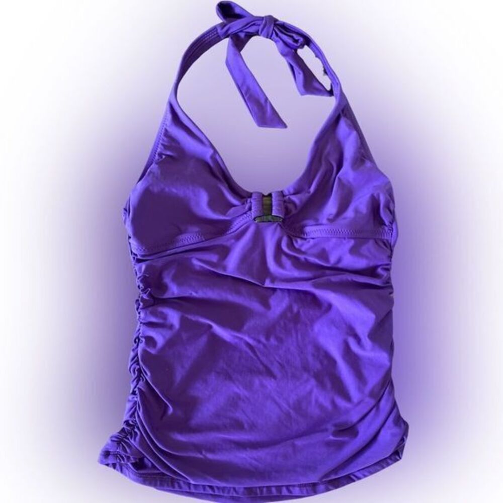 Helen Jon Tankini - S purple ruched , halter , polyester spandex